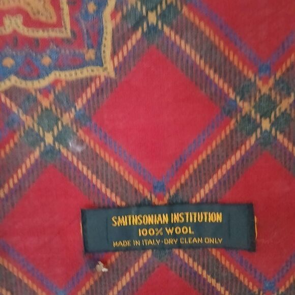 Smithsonian Red Plaid Wool Scarf - Picture 3 of 4